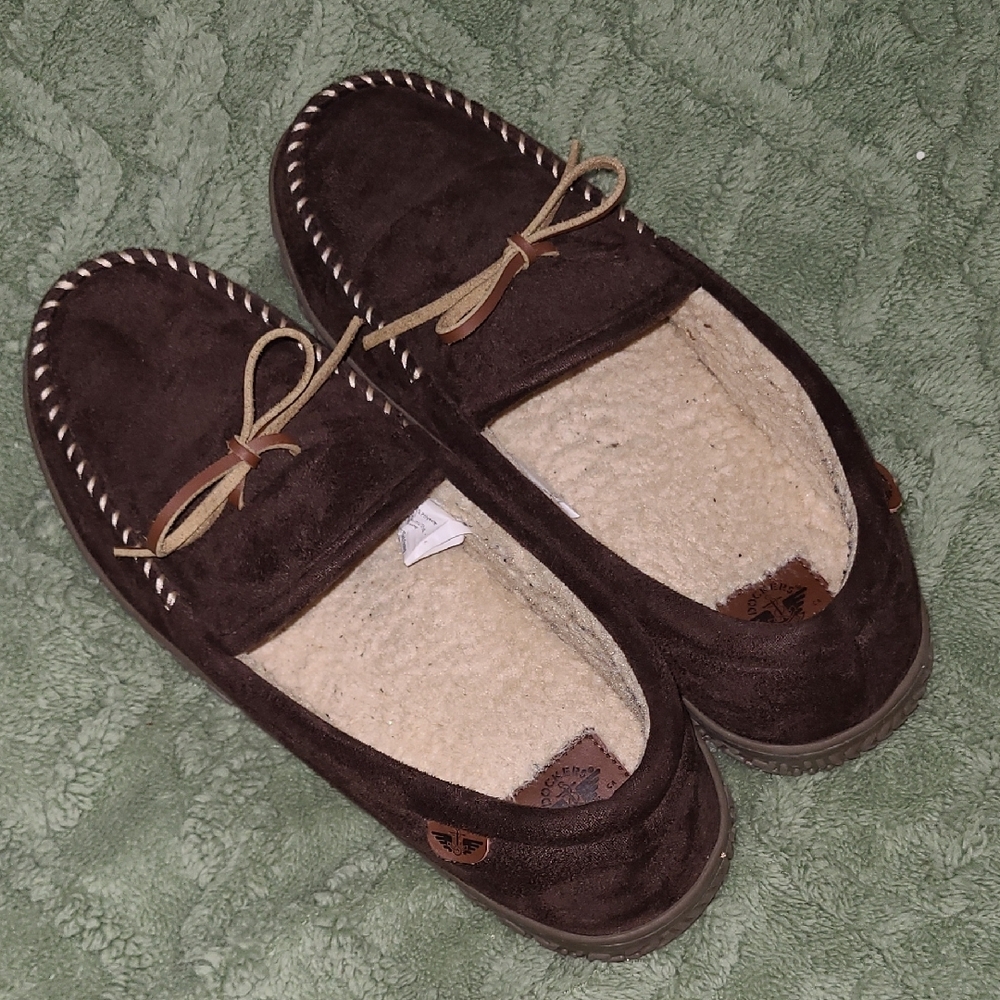 Brown Faux Suede Moccasin Slippers